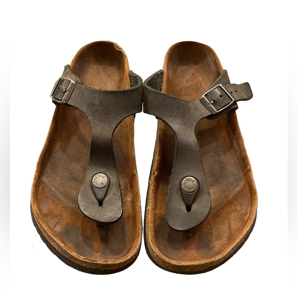 Birkenstock 38(7-7.5) Gizeh Habana Oiled lLeather Sandals .